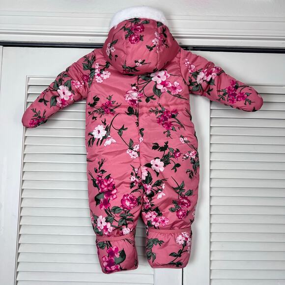 Children’s Place Floral Puffer Snowsuit Pink 9–12M - Picture 6 of 6